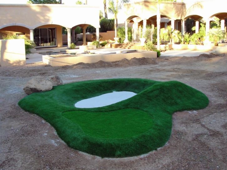 Plastic Grass Mortmar, California Office Putting Green, Commercial Landscape